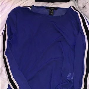 Blue mesh long sleeve body suit